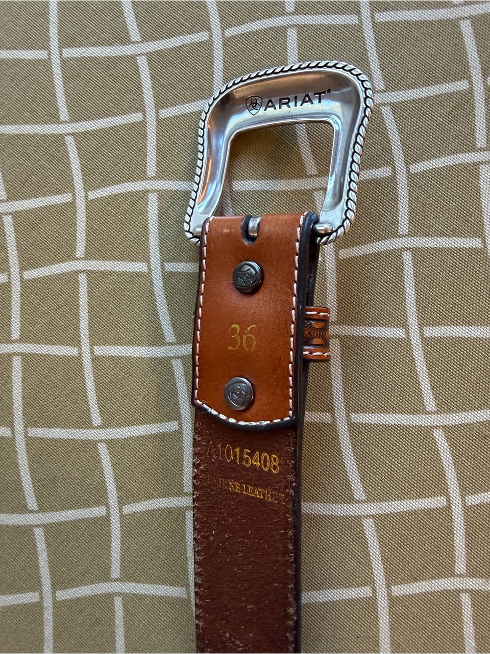 Ariat Men’s 36 Brown Tooled Leather Western Belt Concho Buckle - Picture 2 of 4
